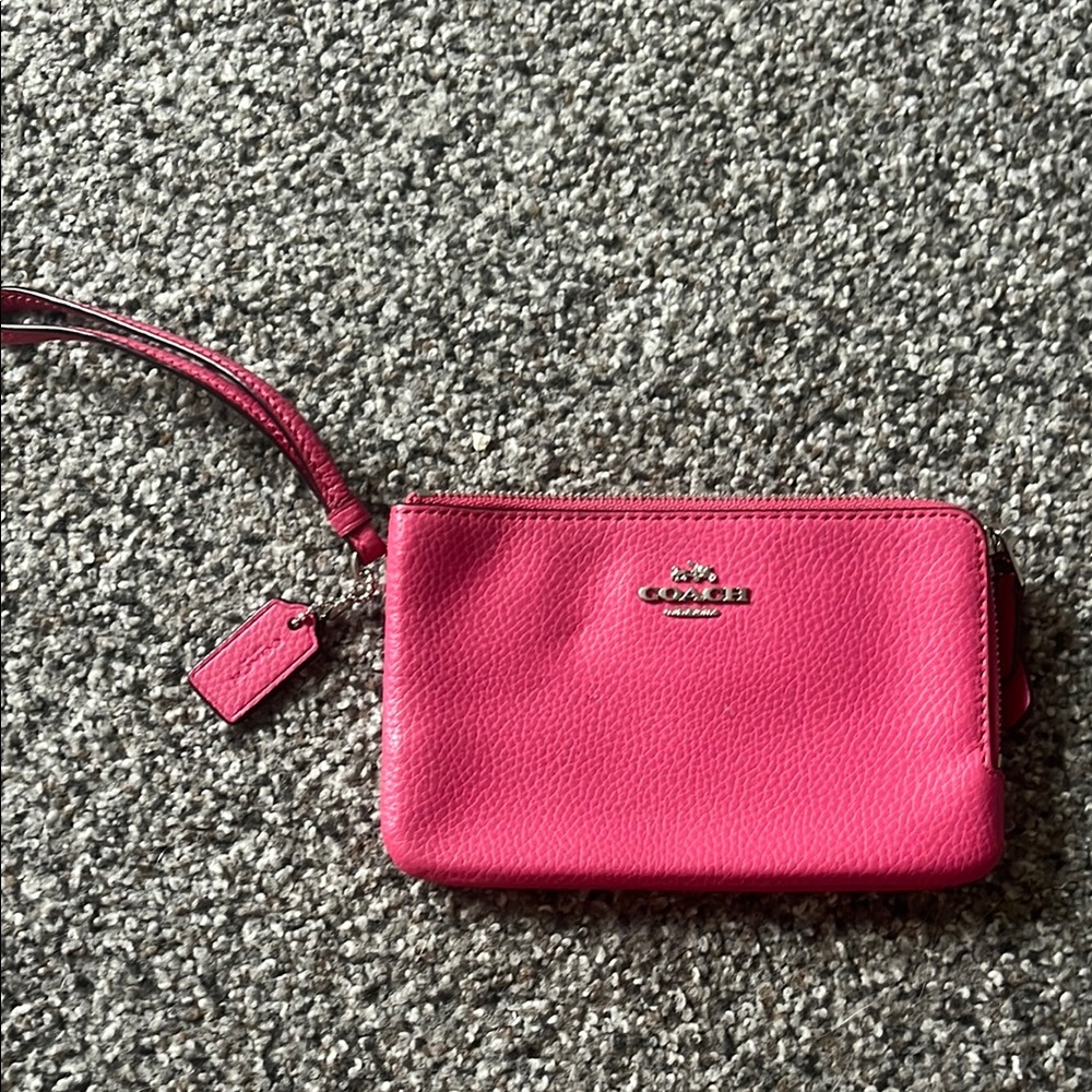 Coach Pink Pebbled Leather Clutch - Picture 1 of 12